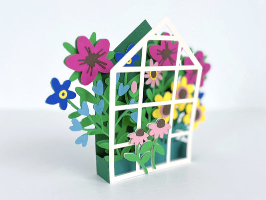 3D Greenhouse Flowers Pop-Up Greeting Card
