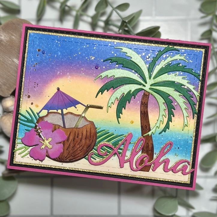 Fuchsia Pink-aloha_card_flat_fairway_woodveneer_fuchsia_forest_golddiamond-Cardstock Warehouse