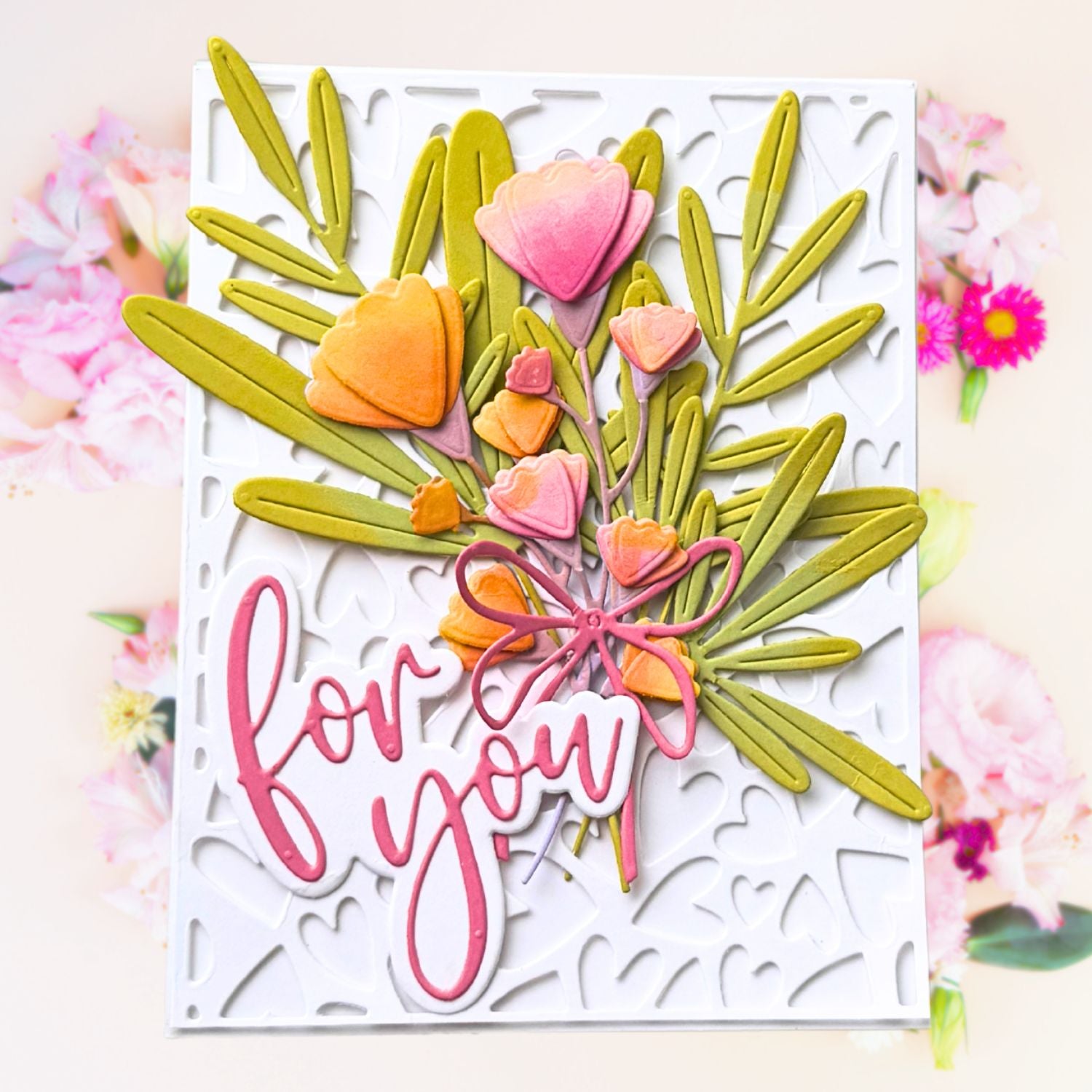 handmade greeting card with bright spring florals