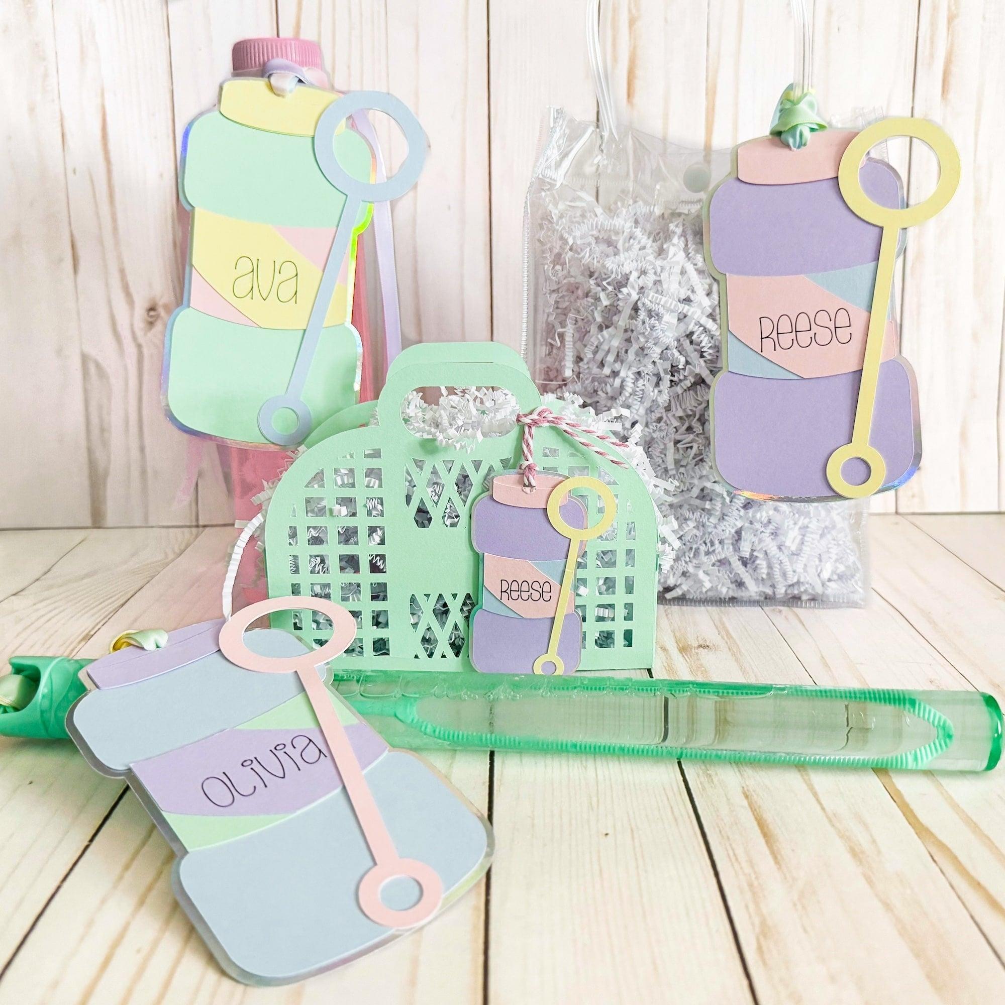 bubbles party tags and paper bags