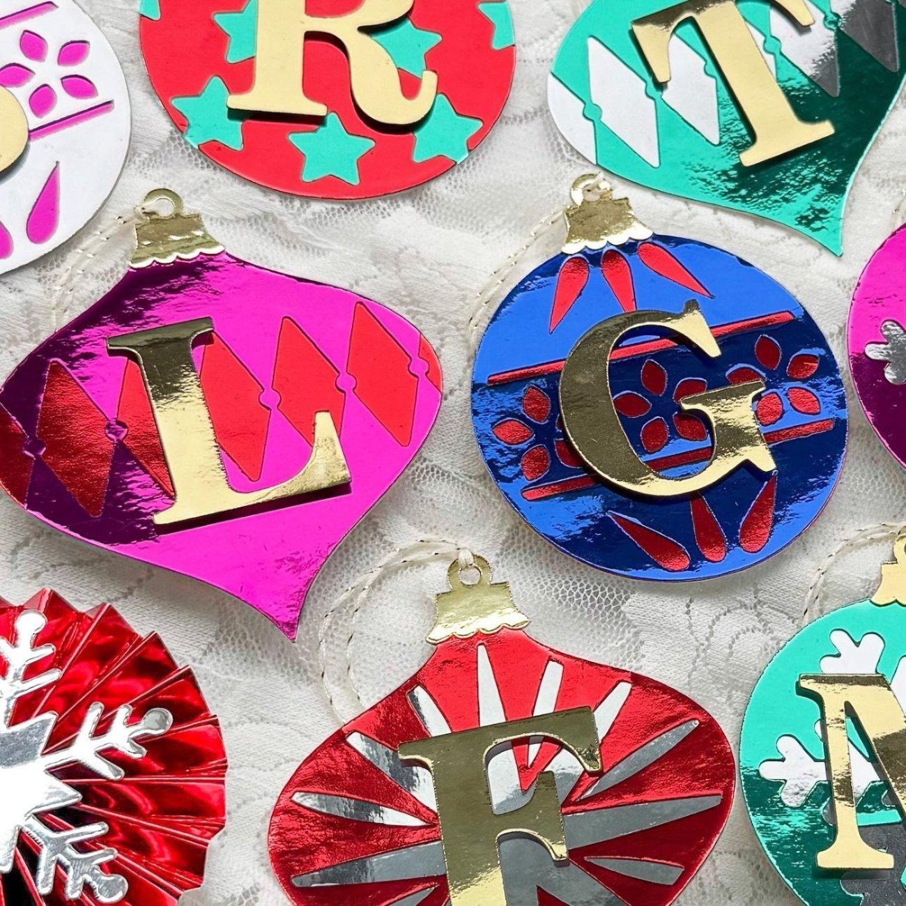 Mirror paper monogram Christmas tags