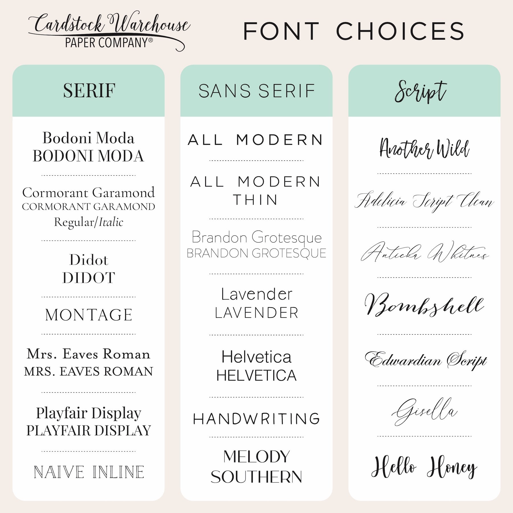Print Font Options