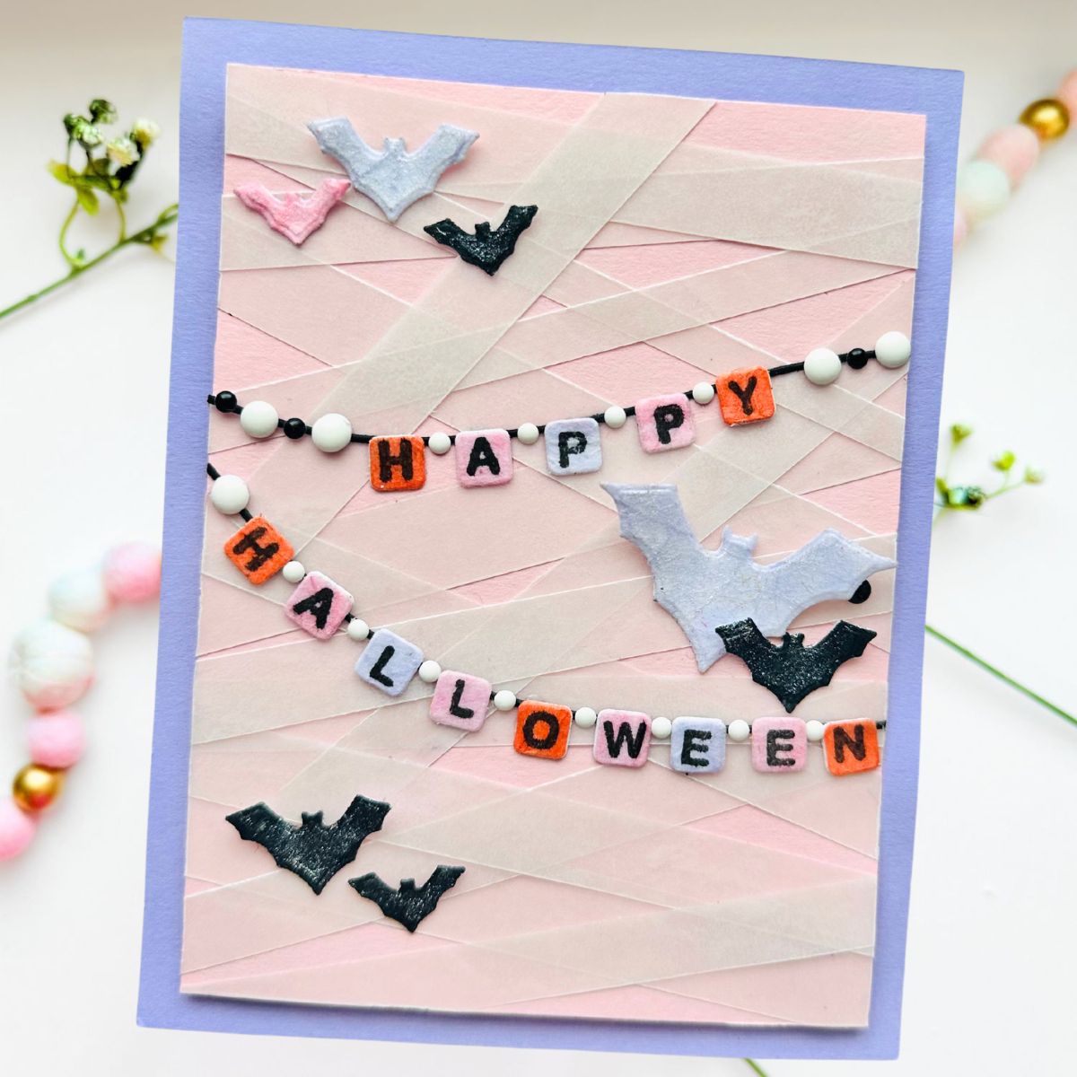 Halloween Banner Handmade Card using Thai Unryu and Colorplan Cardstocks
