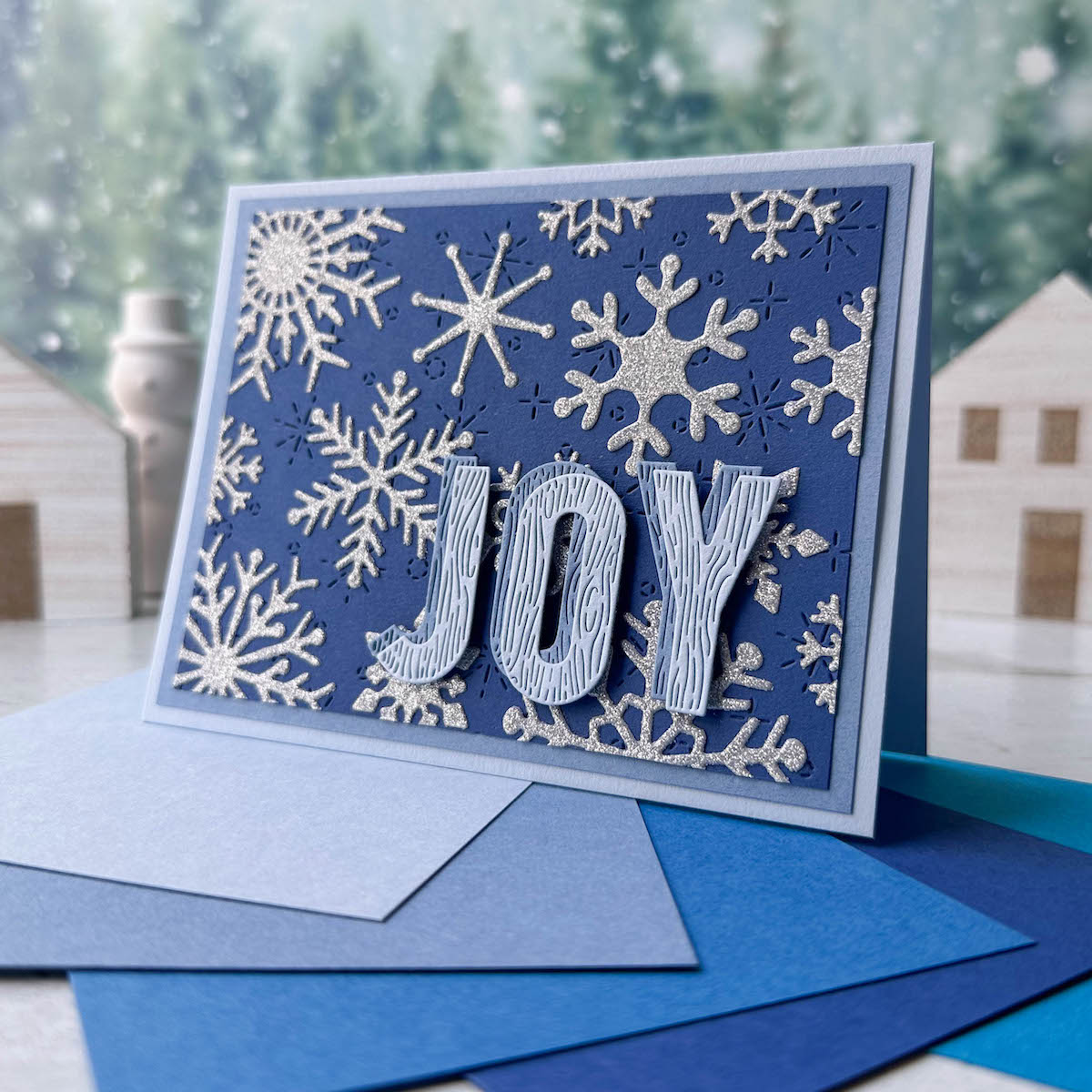 Hues of Blue multipack Joy Christmas card