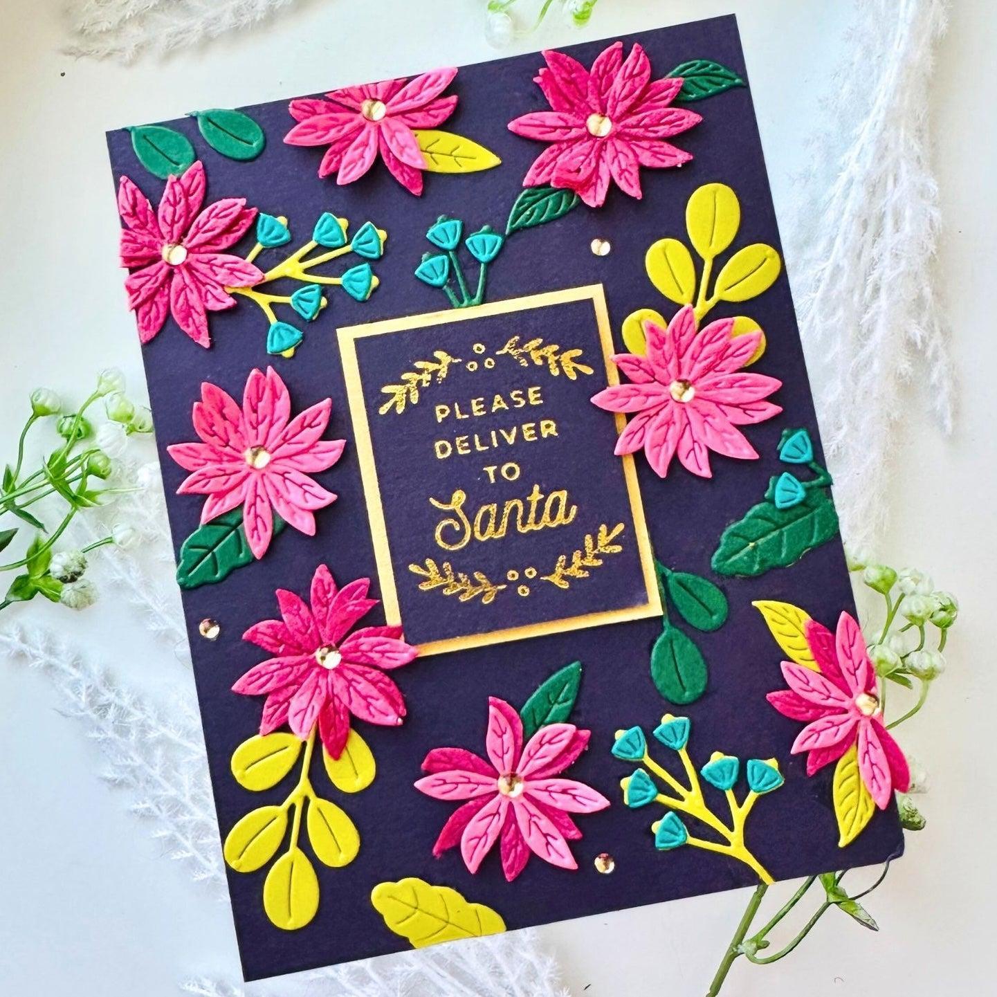 Jewel Tone Flowers Christmas Card