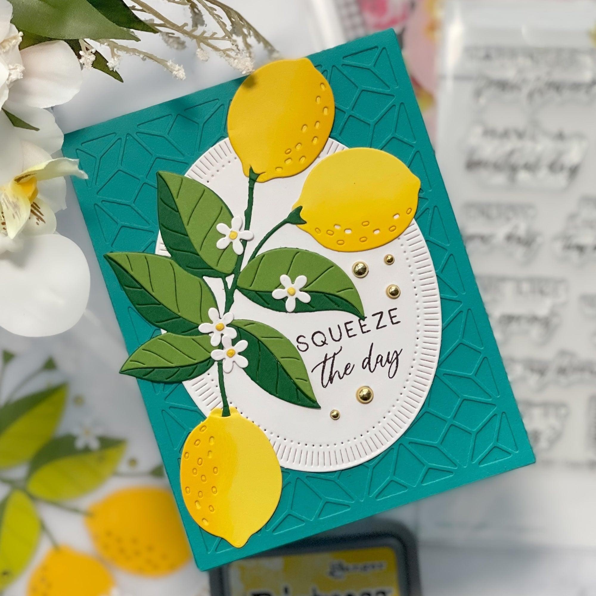 Squeeze the Day lemon-themed handmade greeting card
