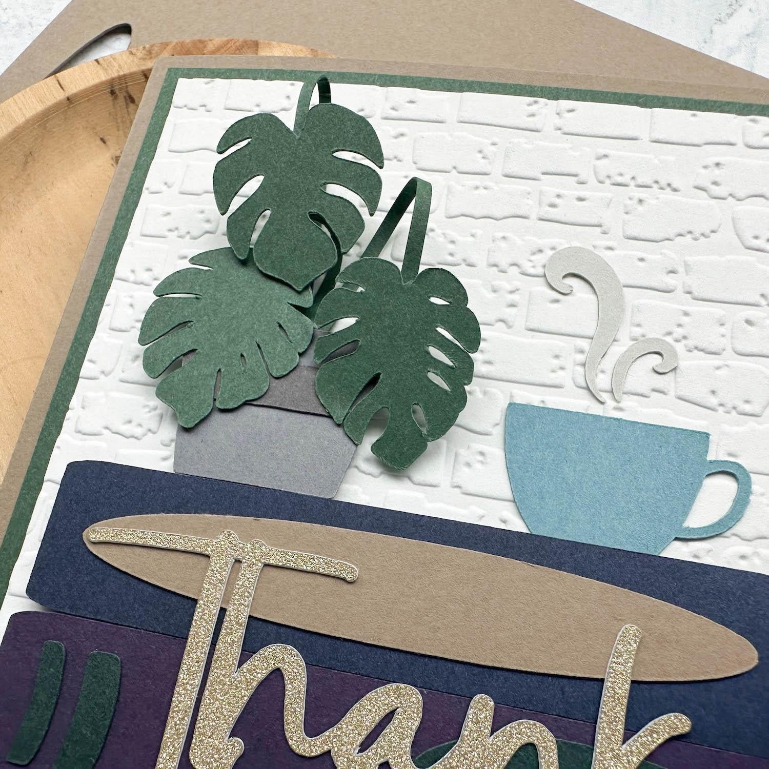 Lessebo Colours Cardstock Thank you card closeup