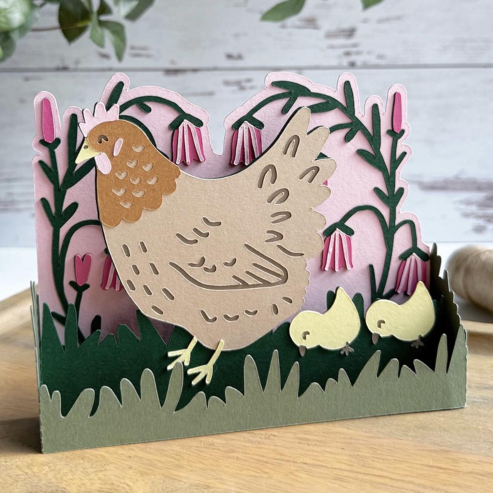 Mama Hen and Chicks die cut Mother&