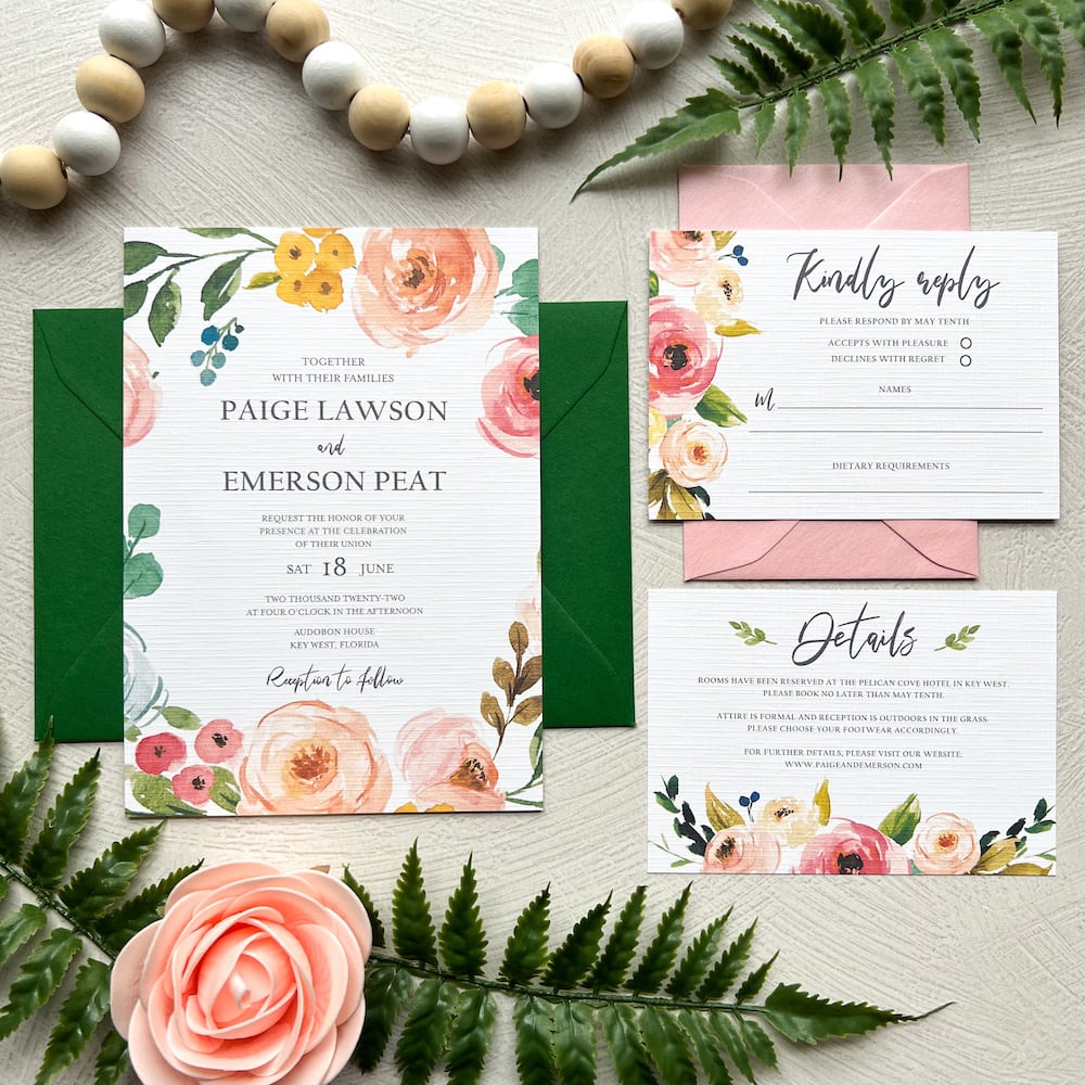 Regal White Linen Cardstock Wedding Invitation