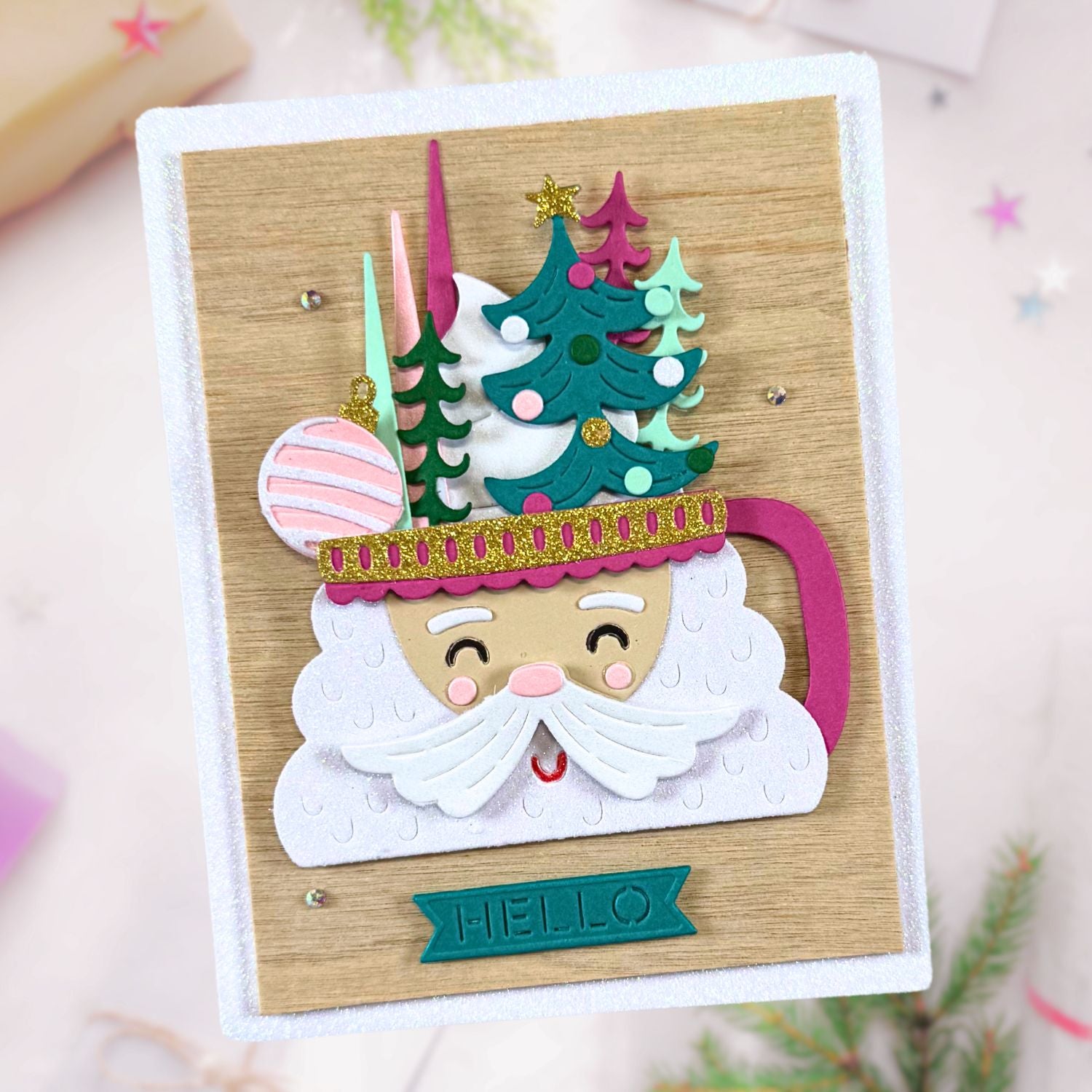Santa Mug Handmade Christmas Card