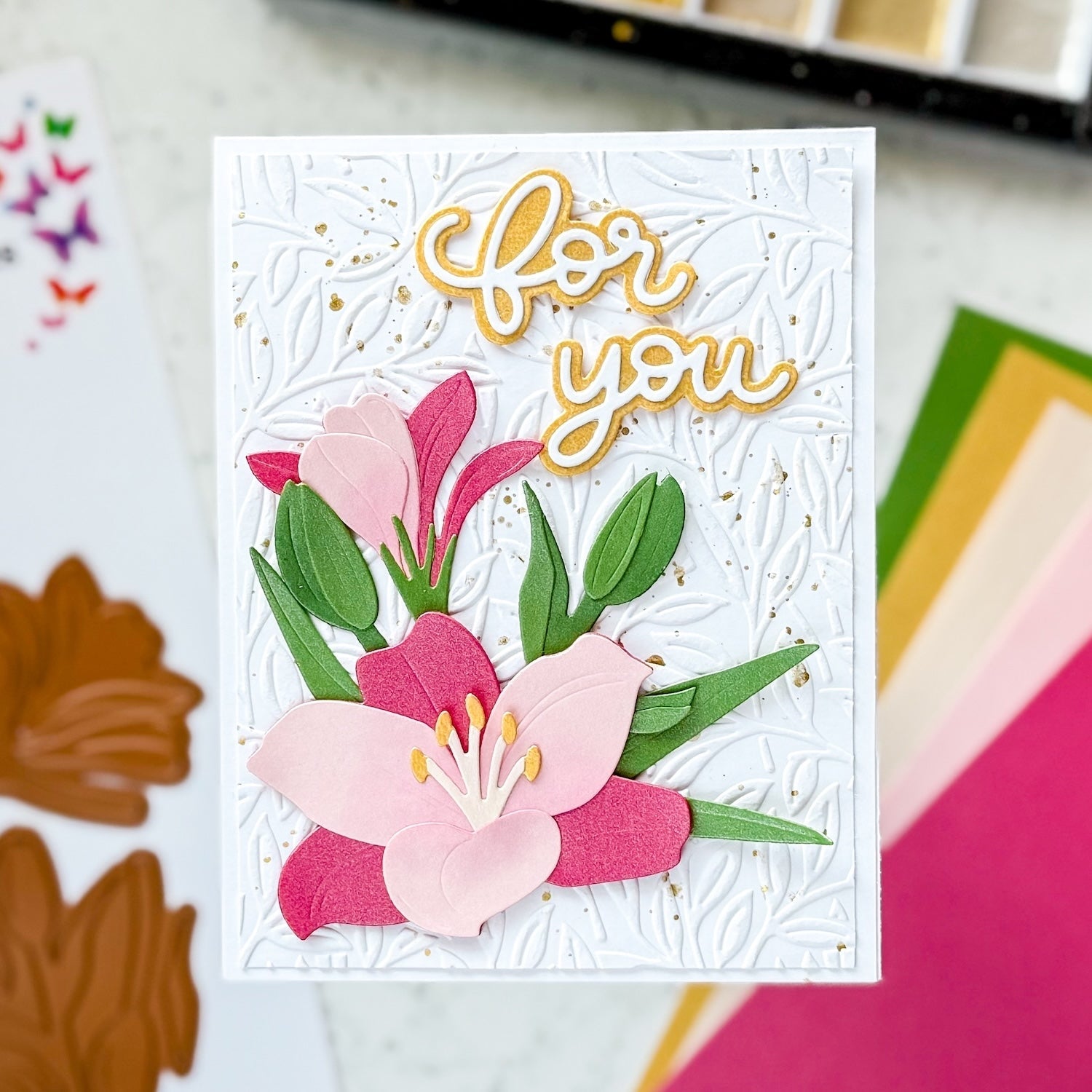 Lilies for You handmade card with Stardream Paper