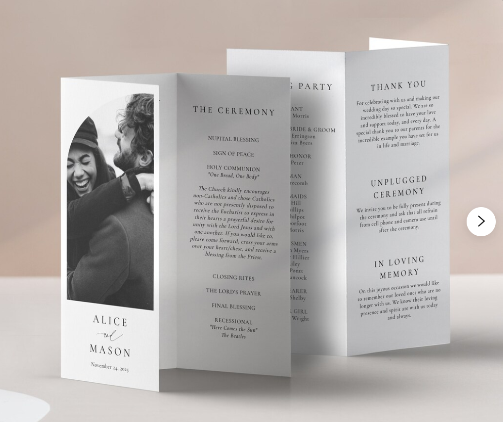 Print Tri Fold Menus & Programs-wedding_program-Cardstock Warehouse