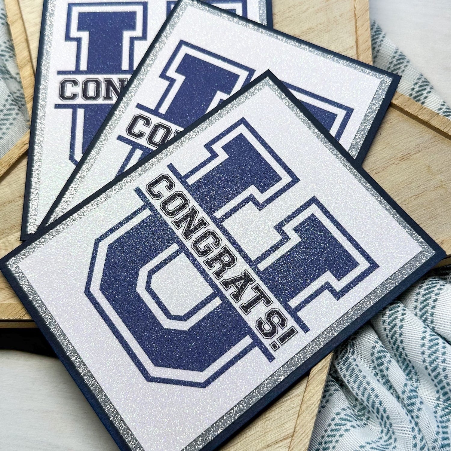 White Diamond Print Graduation Cards