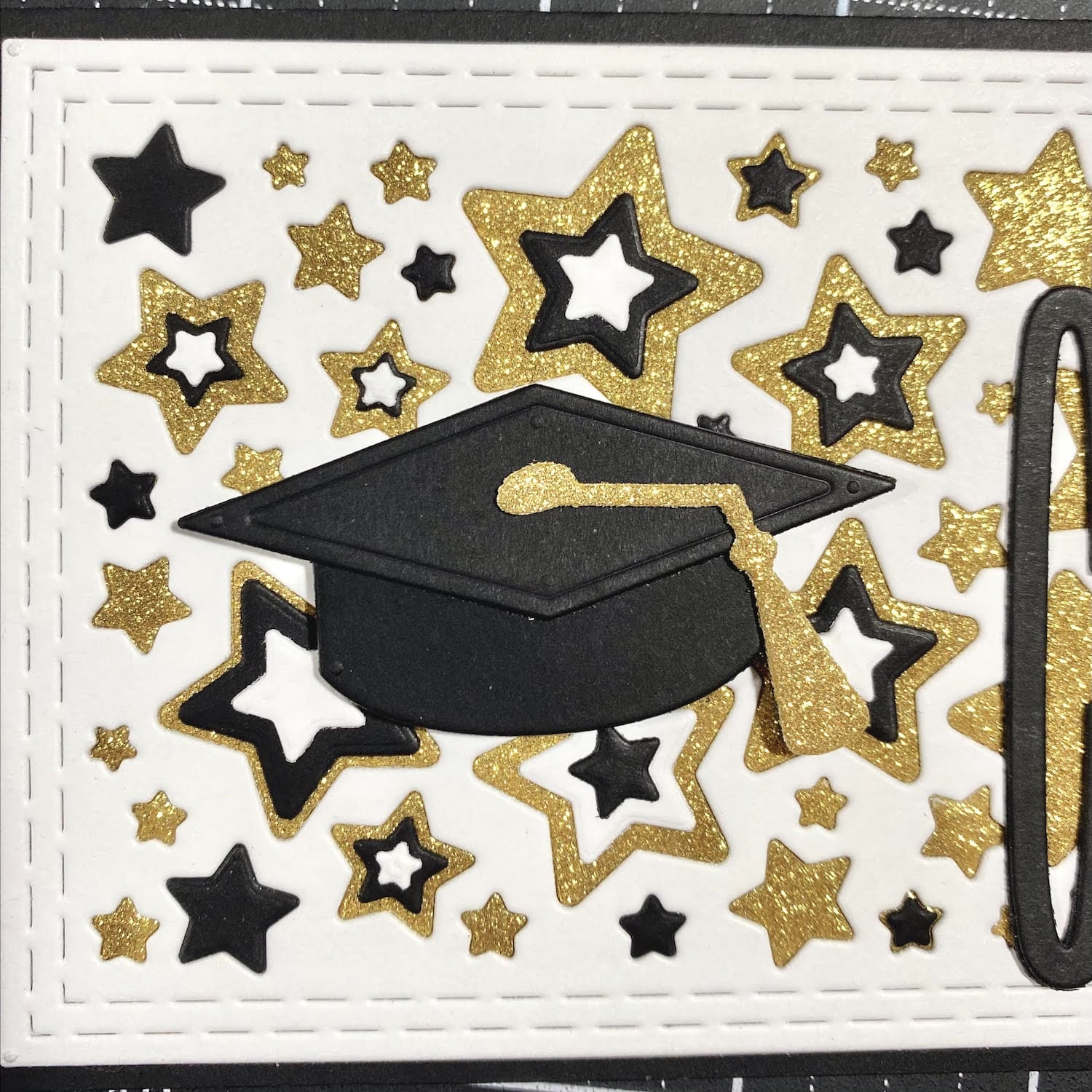 Gold/Silver Diamond Print Inkjet Glitter Cardstock Graduation Card