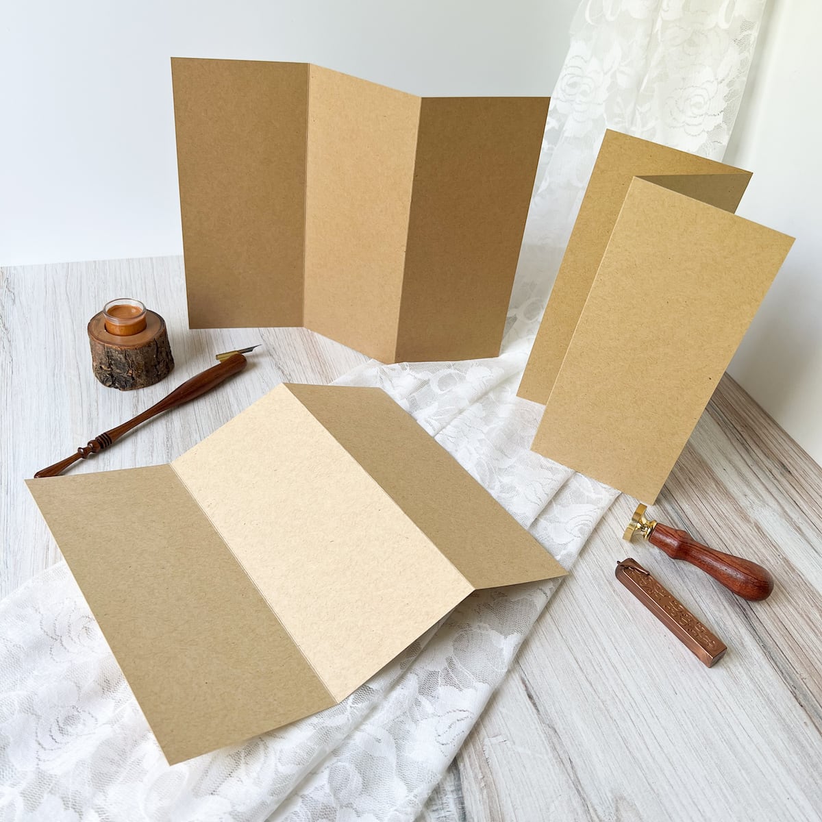 Brown Box Kraft Tri-Fold Card