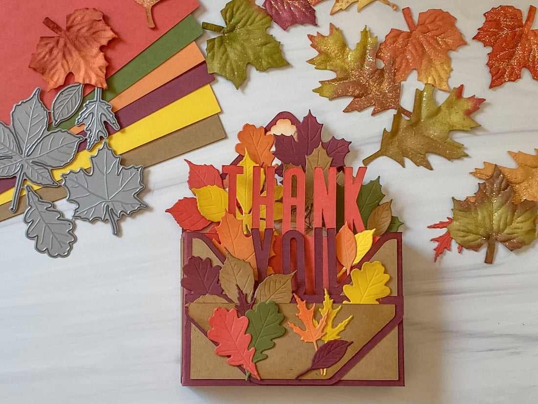 3D Leaves Thank You Box Card
