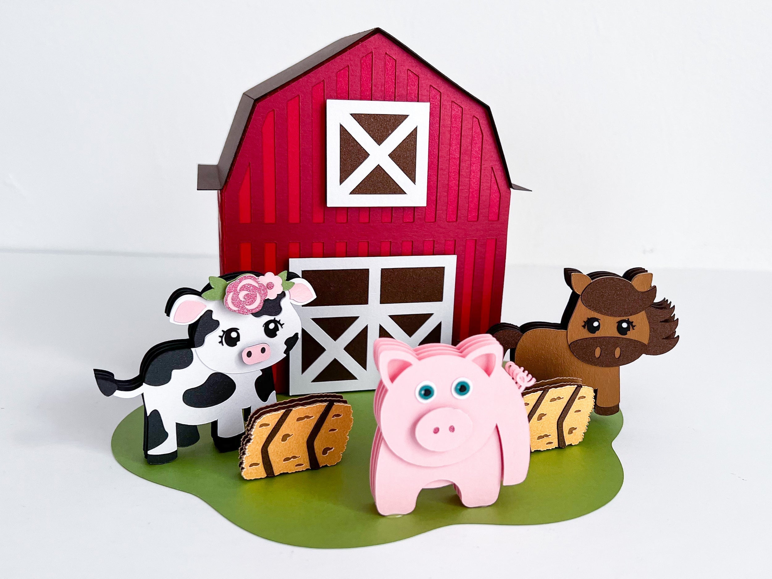 3D Paper Barnyard Box Kids Party Centerpiece