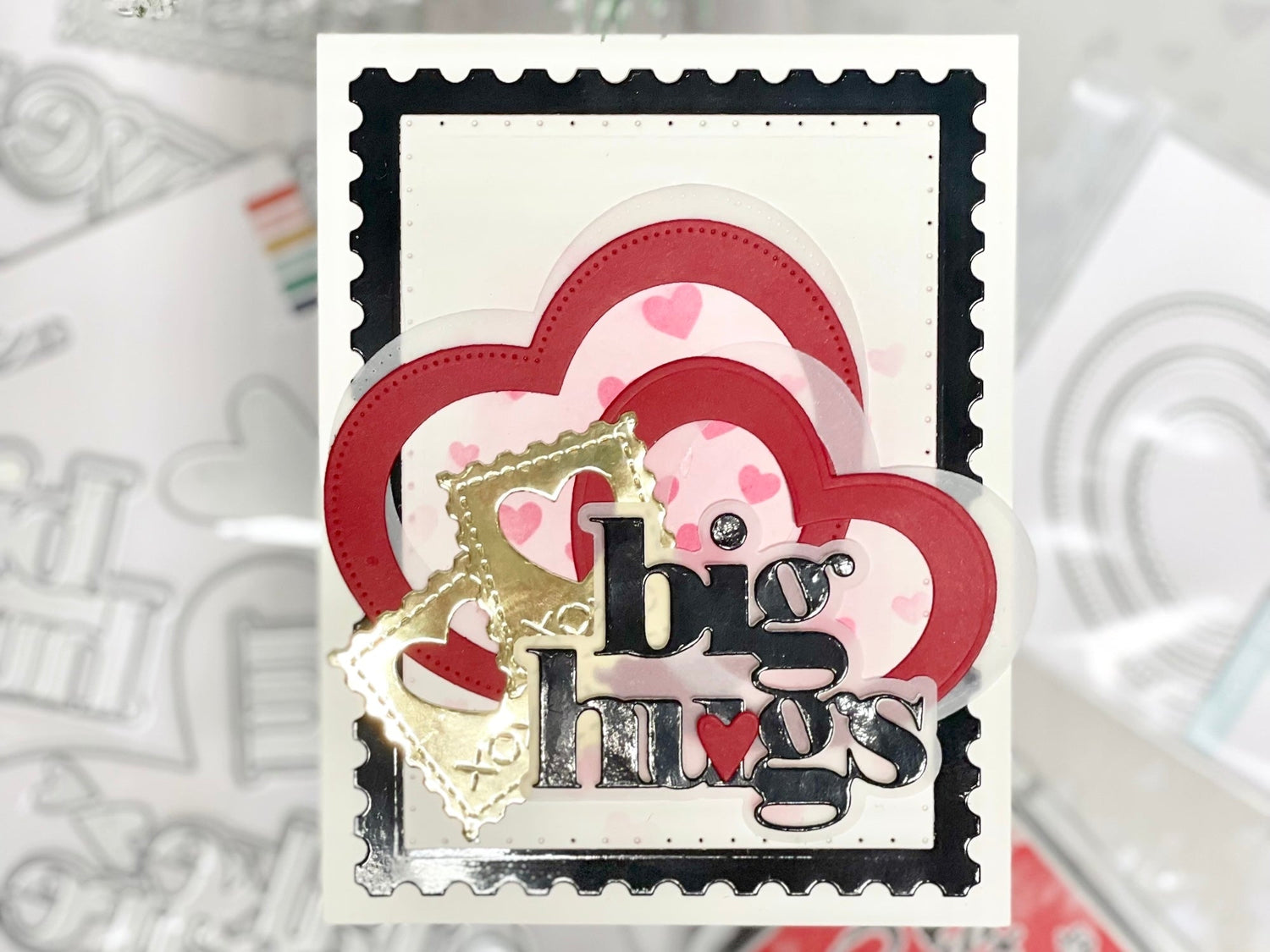 Layered Hearts Handmade Valentine's Day Card