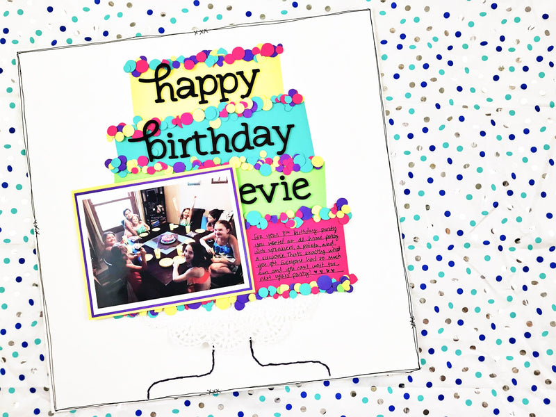 Paper Birthday Cake Scrapbook Layout