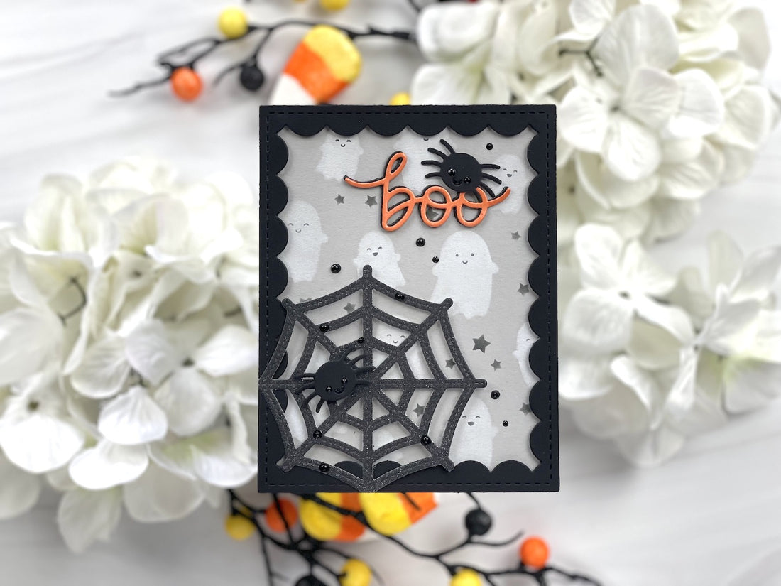 Halloween Ghosts and Spider Web Greeting Card