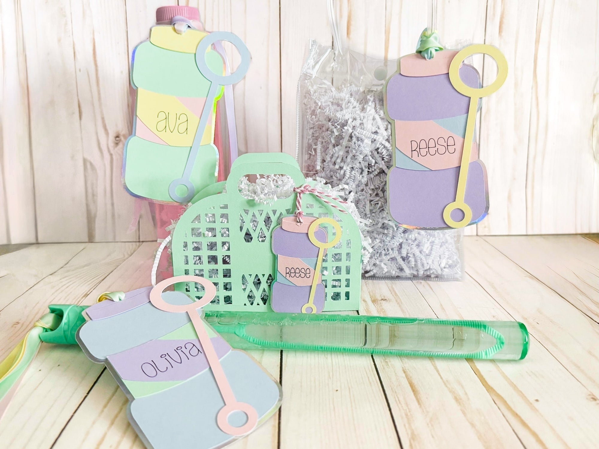 Bubbles Party Favor Tags and Paper Bags