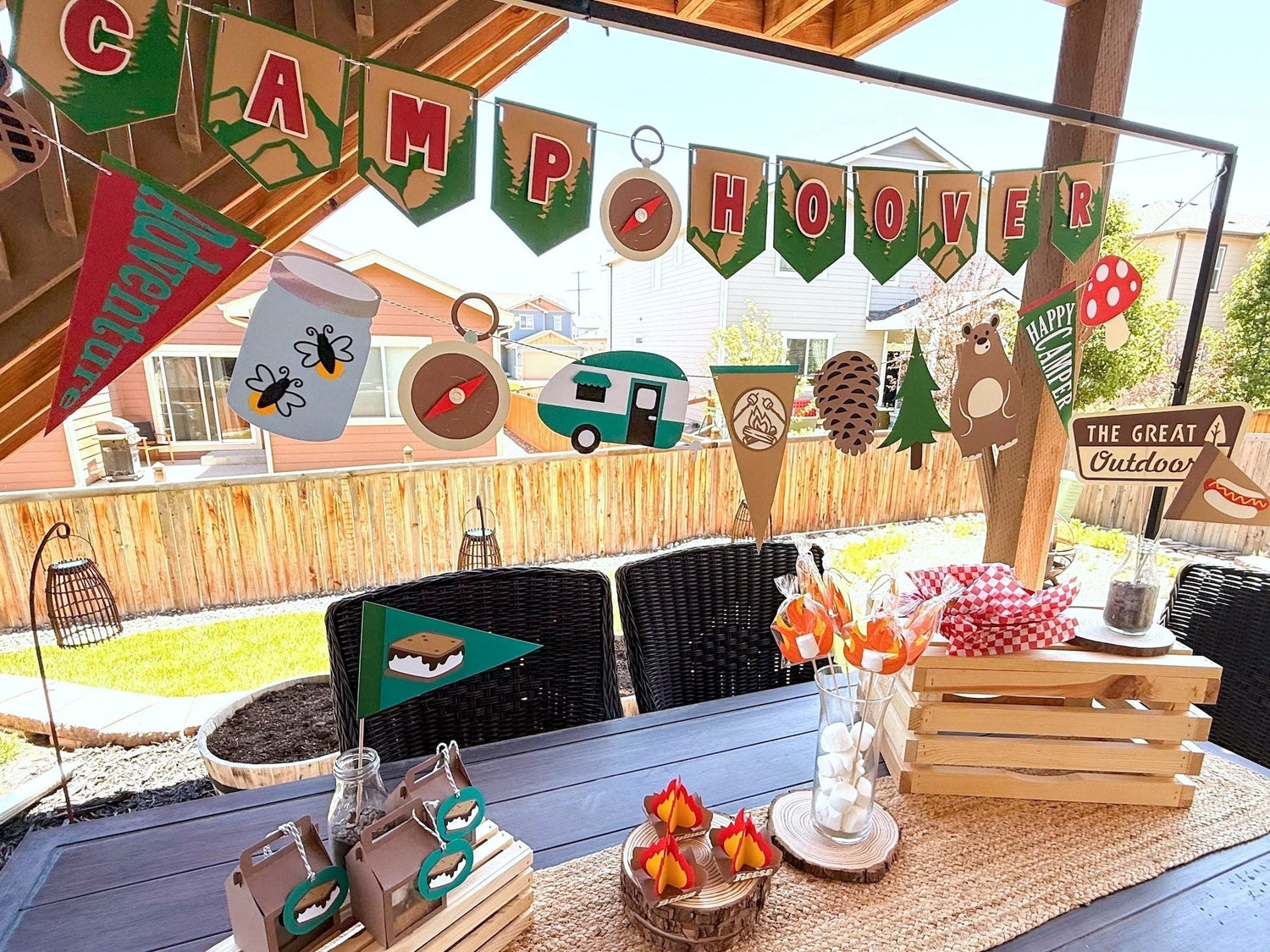 Summer Camp Banner and Garland