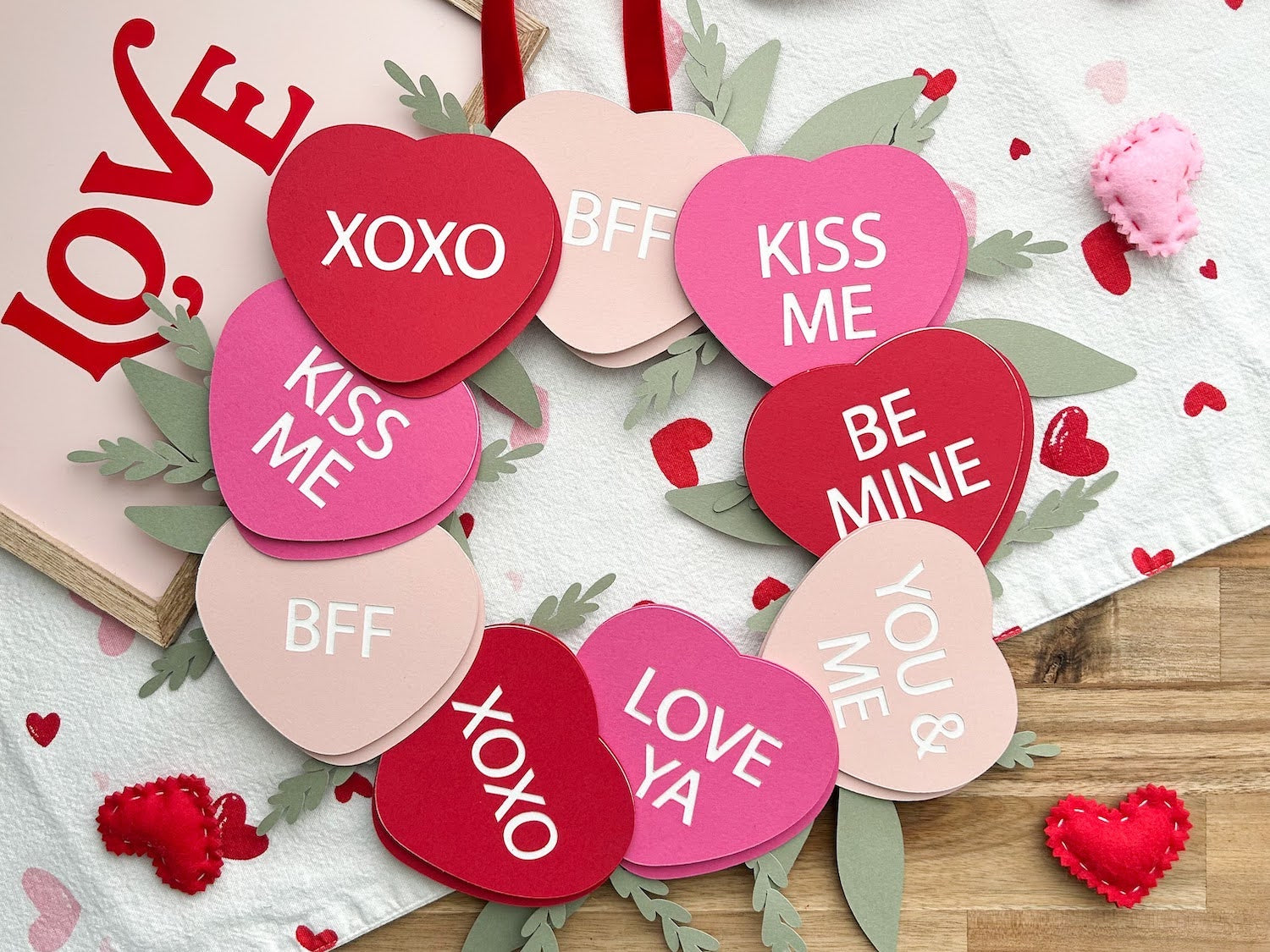 Paper Candy Heart Valentine Wreath