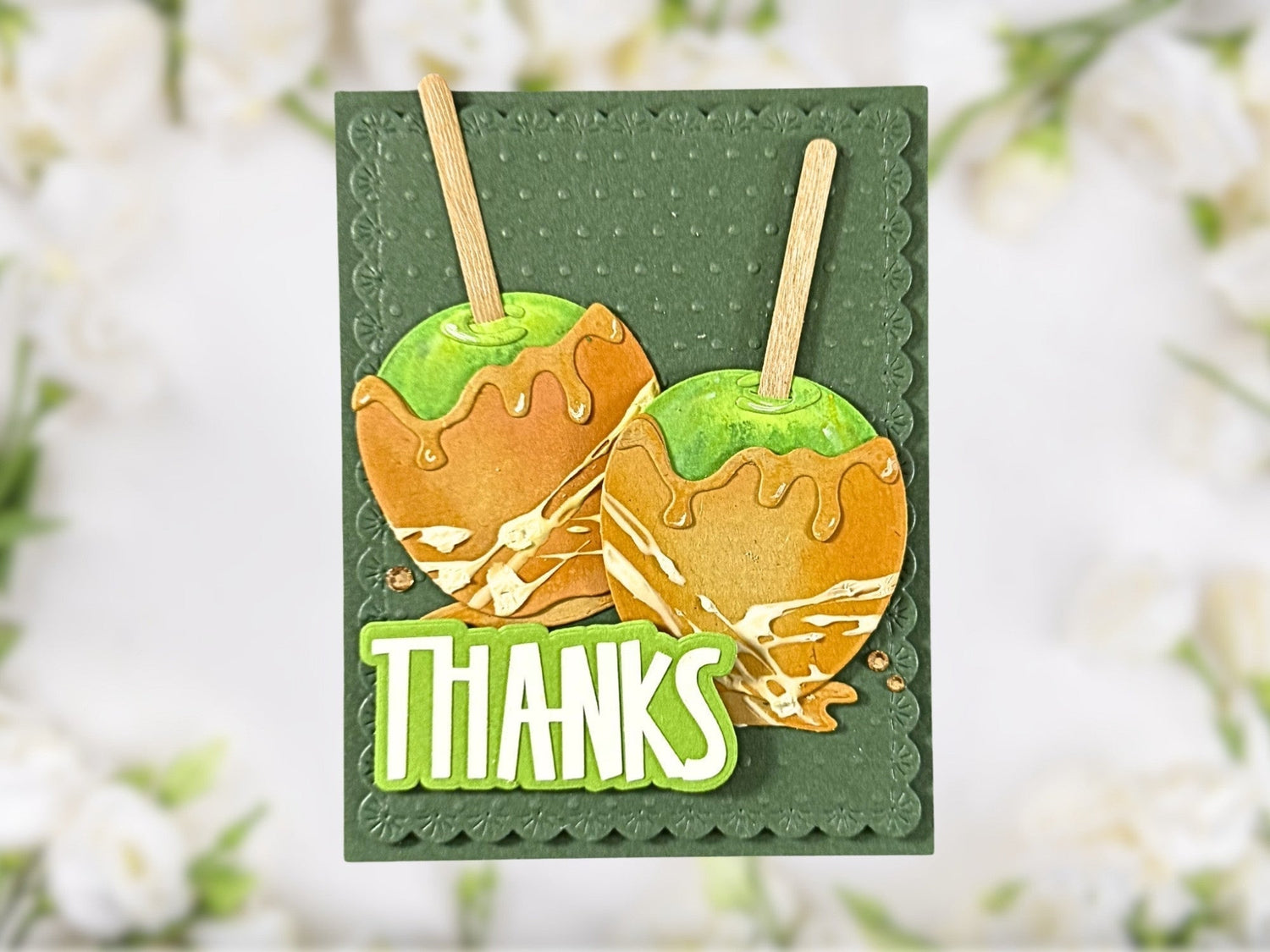 Die Cut Cardstock Paper Caramel Apples Greeting Card