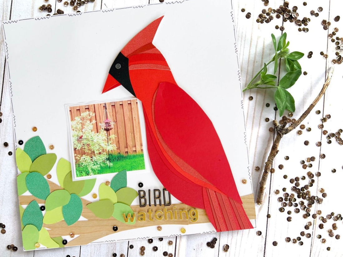 Paper Piecing Cardinal Scrapbook Layout
