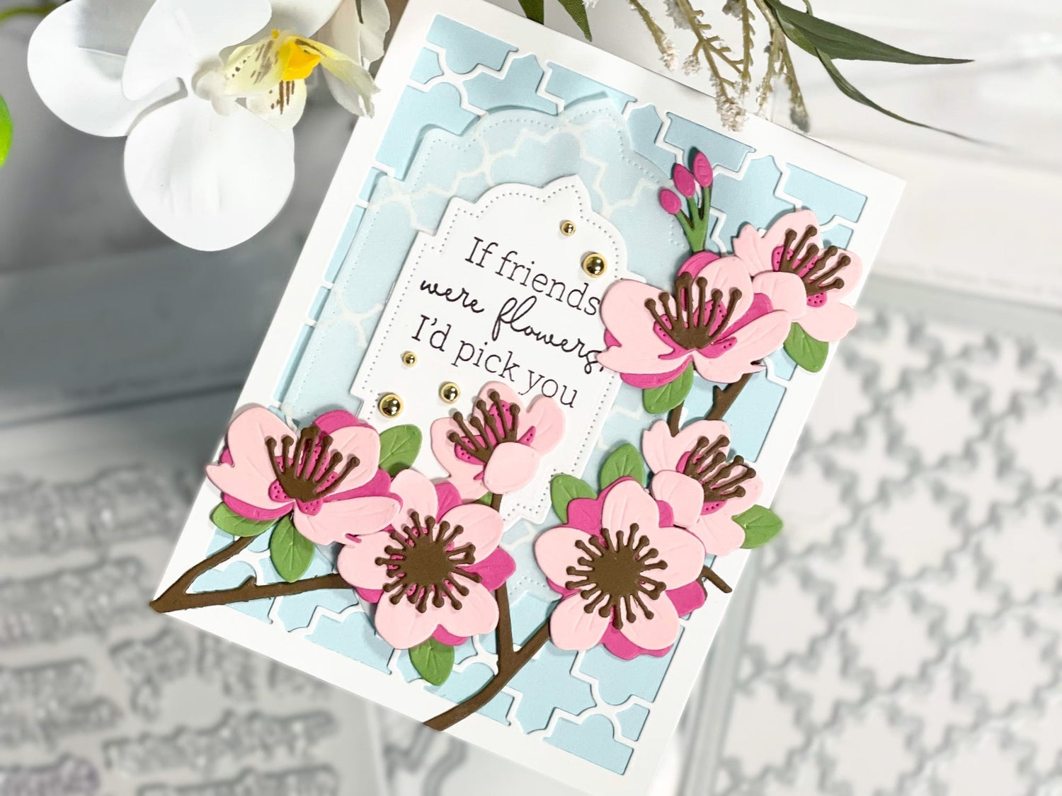 Spring Die Cut Cherry Blossoms Card