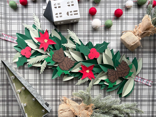 Poinsettia and Pinecone Christmas Garland