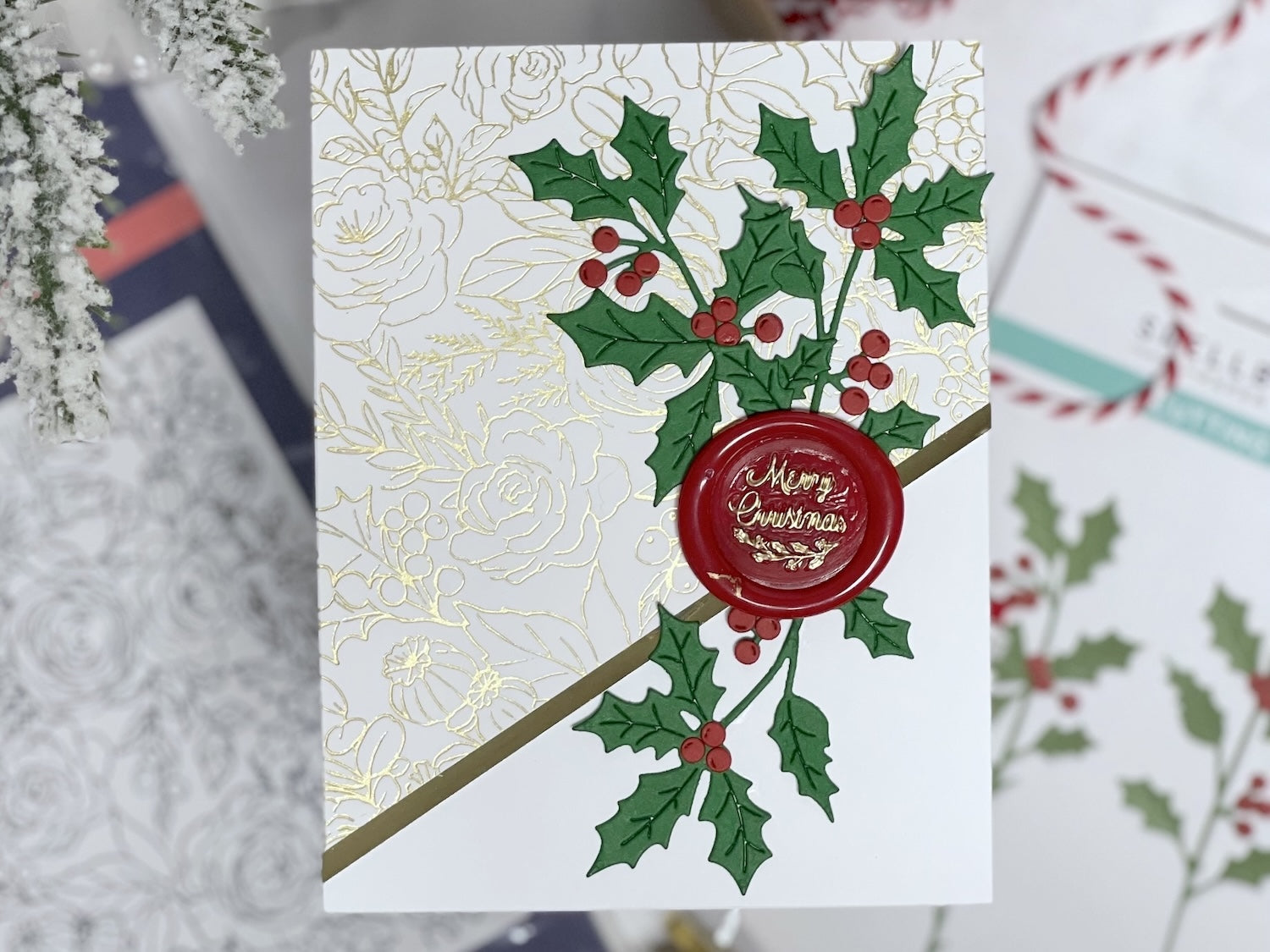 Gold Foil and Wax Seal Handmade Christmas Card