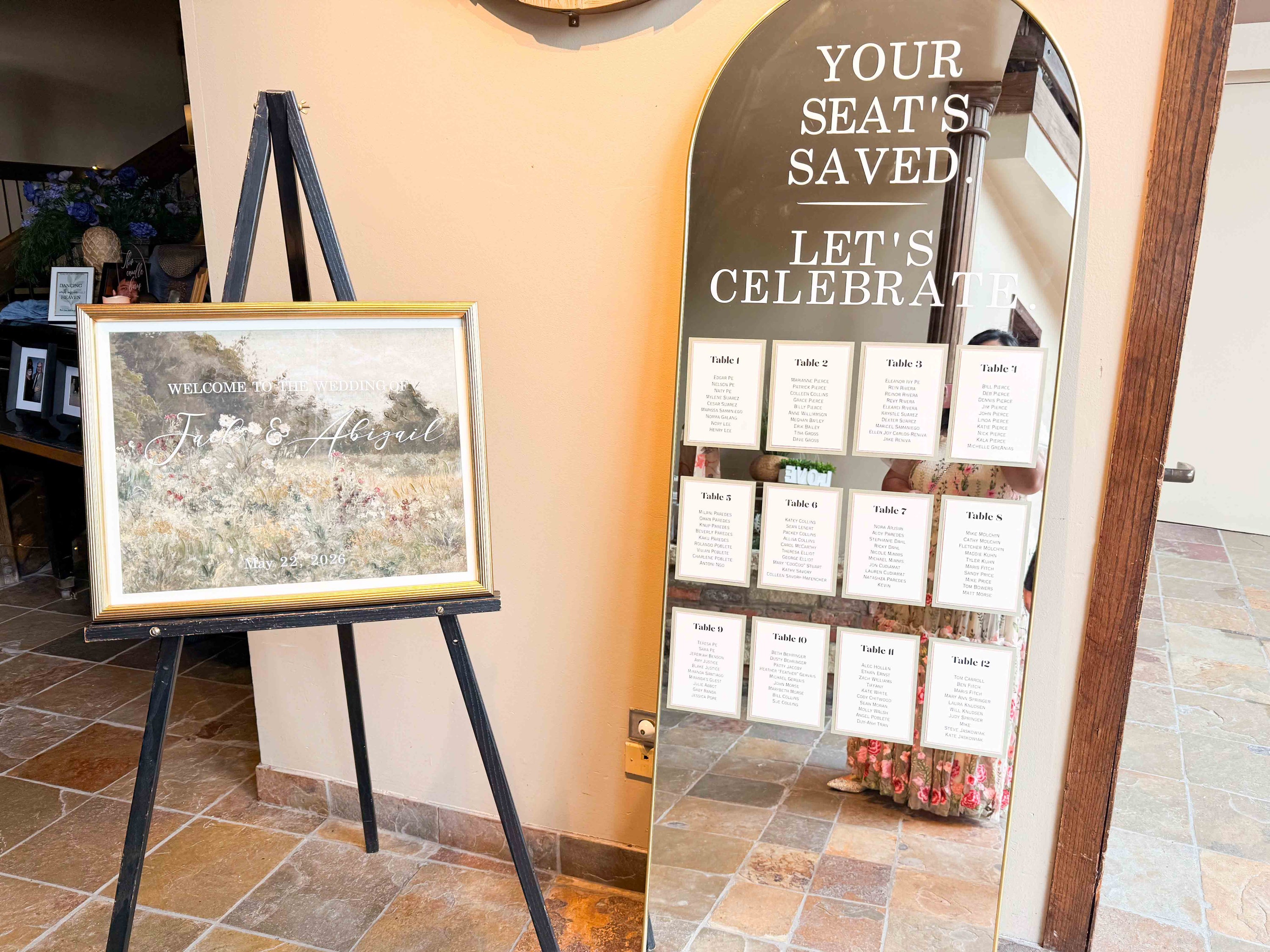 DIY Wedding Seating Chart Mirror