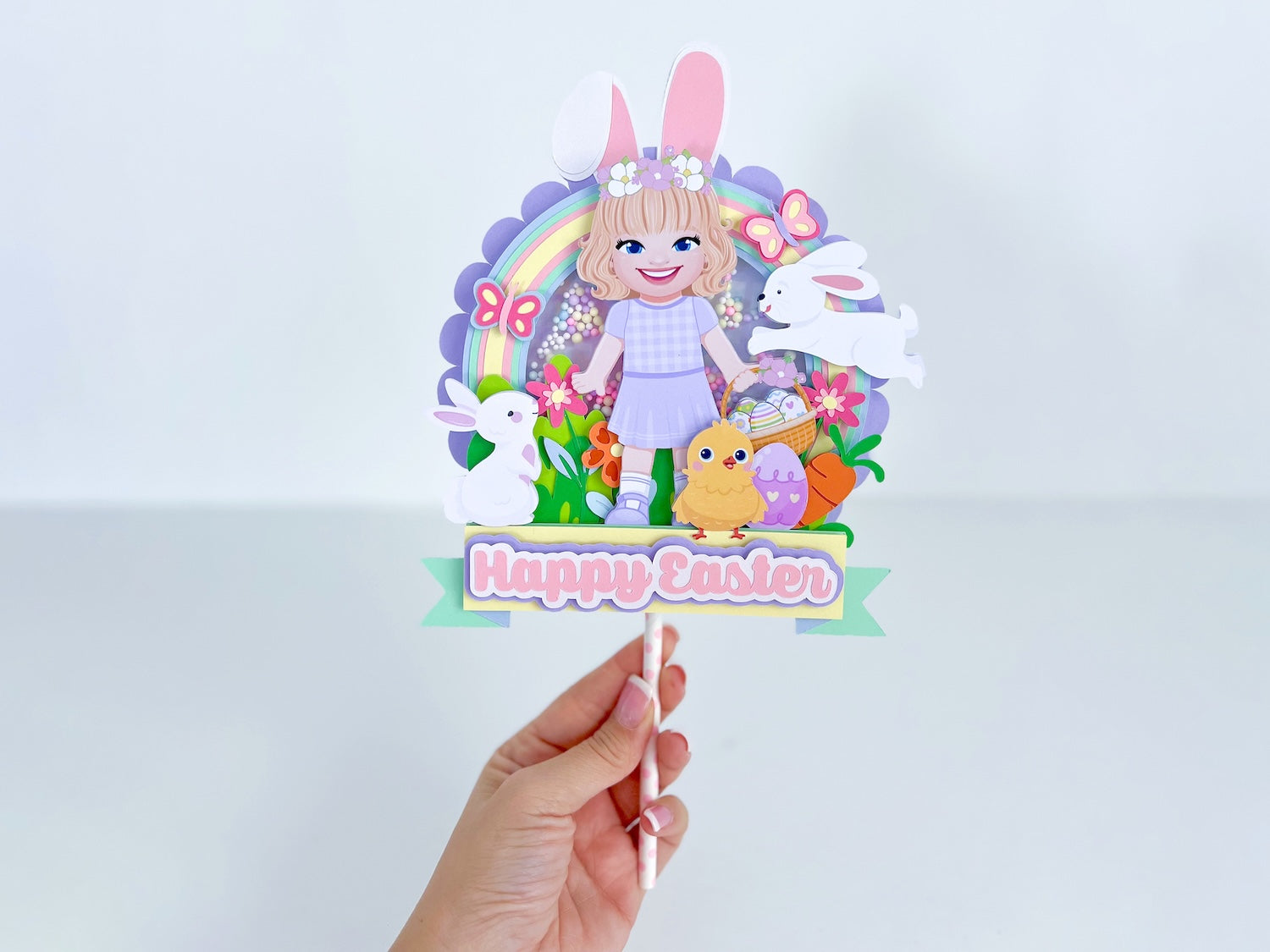 3D Paper Easter Shaker Cake Topper