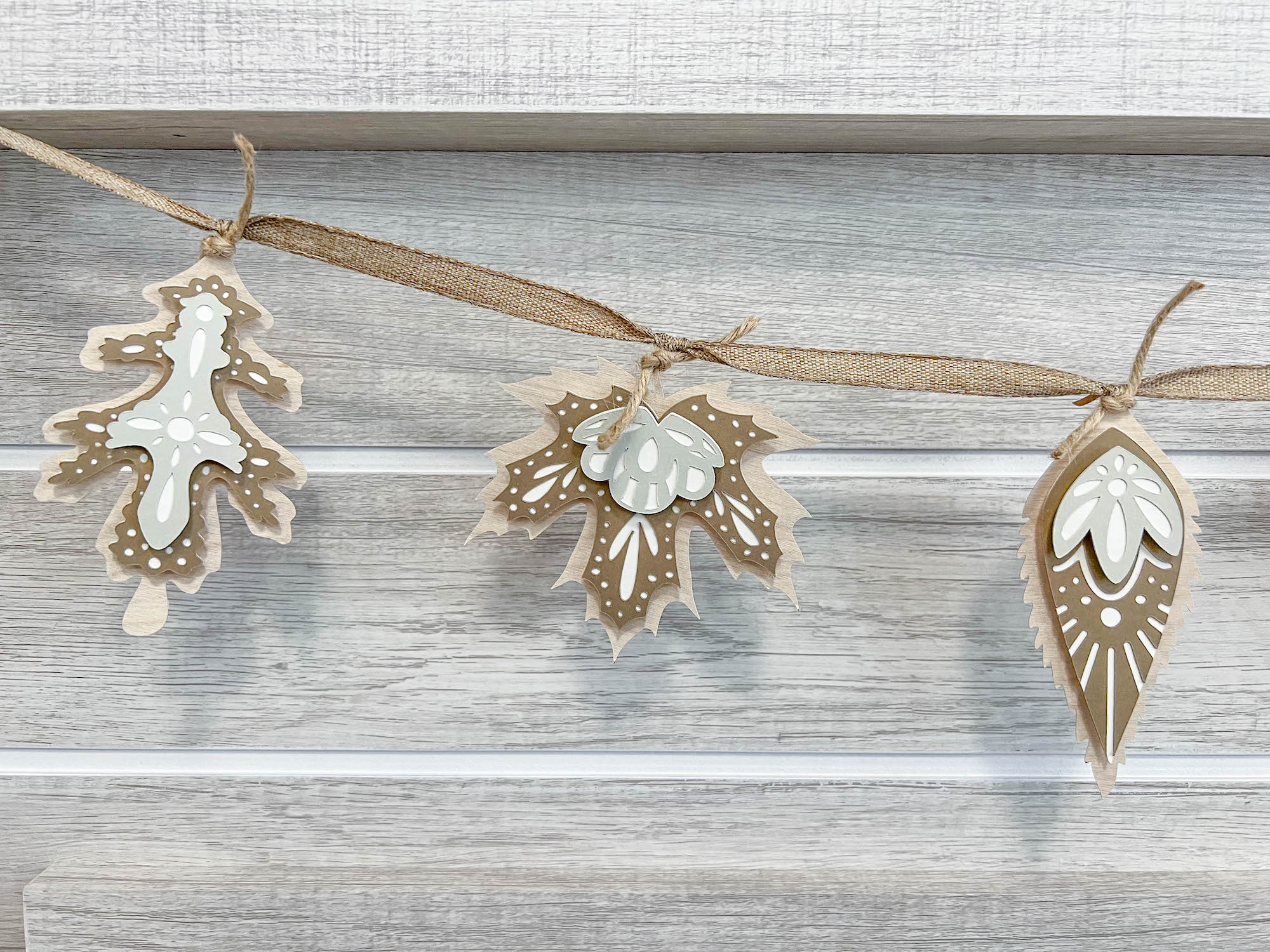 Muted Neutral Fall Leaves Banner