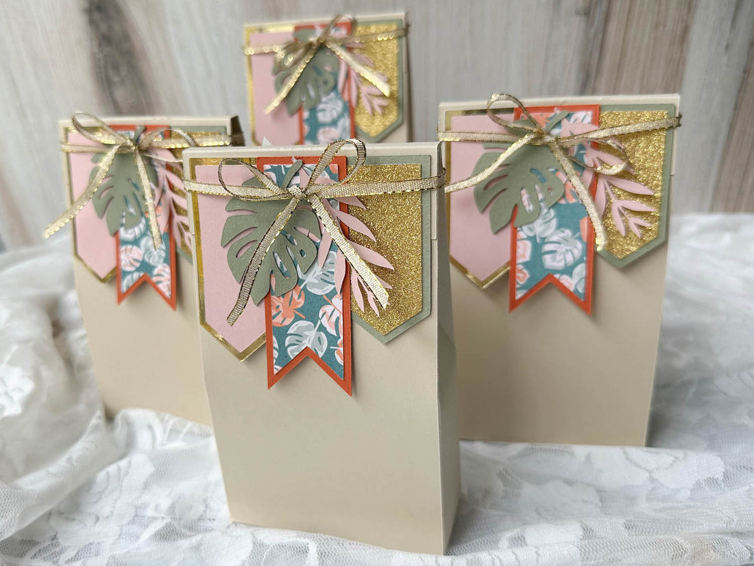 Wedding Favor Treat Boxes with Decorative Pennants