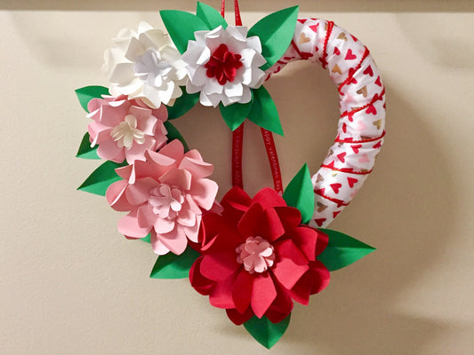 DIY Valentine's Day Wreath with Paper Flowers