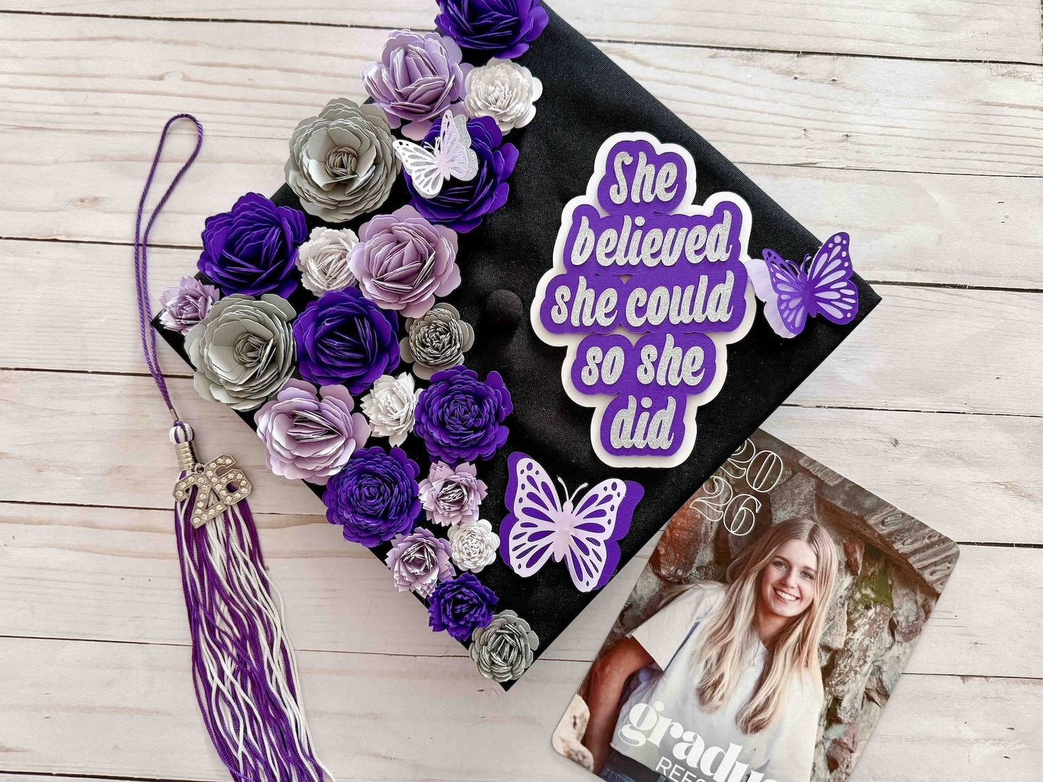 Rolled Flower Graduation Cap Decorations