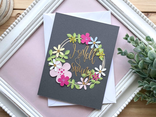 Spring Floral Wreath Greeting Card