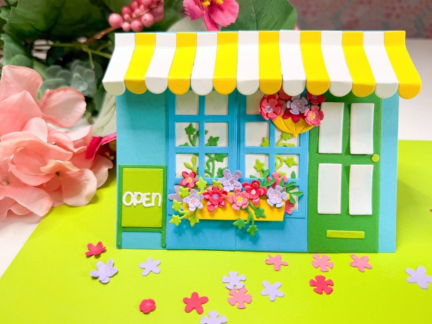 Flower Shop Die Cut Spring Handmade Card