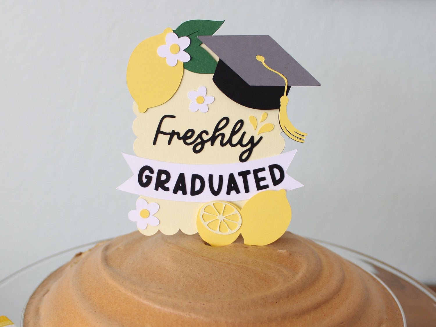 Freshly Graduated Lemon-Themed Cake Topper