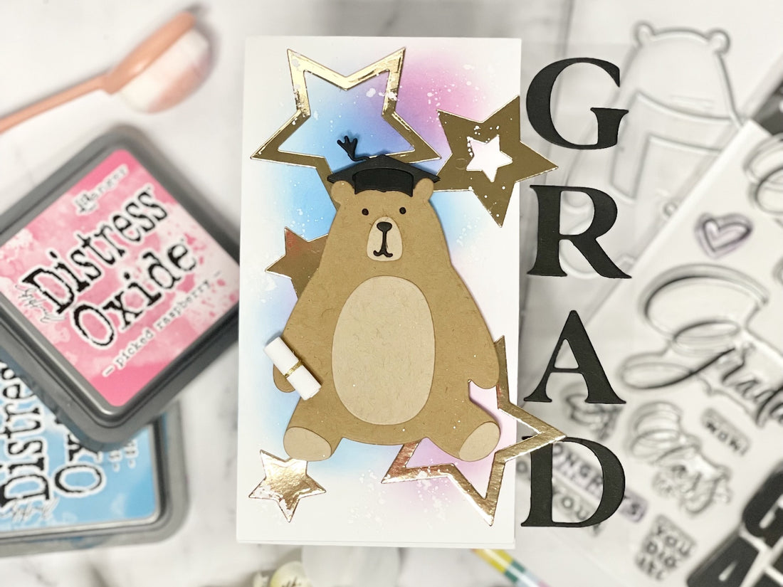 Graduation Bear Card with Clear Accents