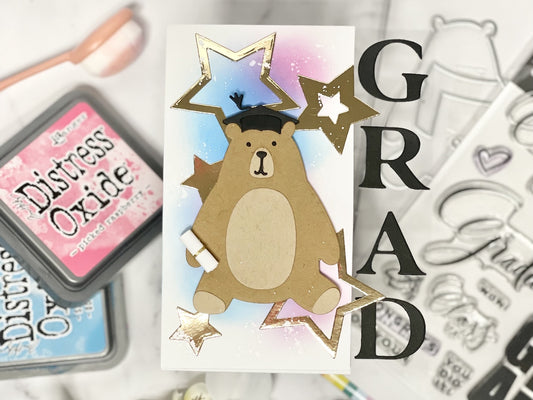 Graduation Bear Card with Clear Accents