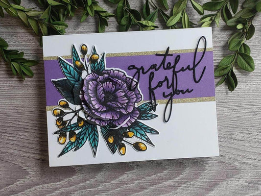Grateful For You Cardstock Paper Handmade Card