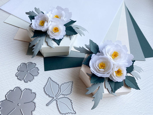 3D Hexagon Boxes with Parchment Flowers