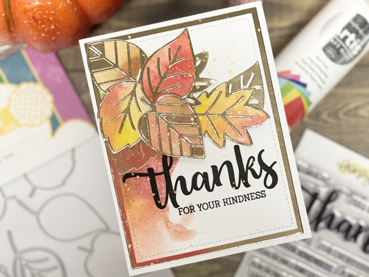 Autumn Gold and Inked Leaves Card