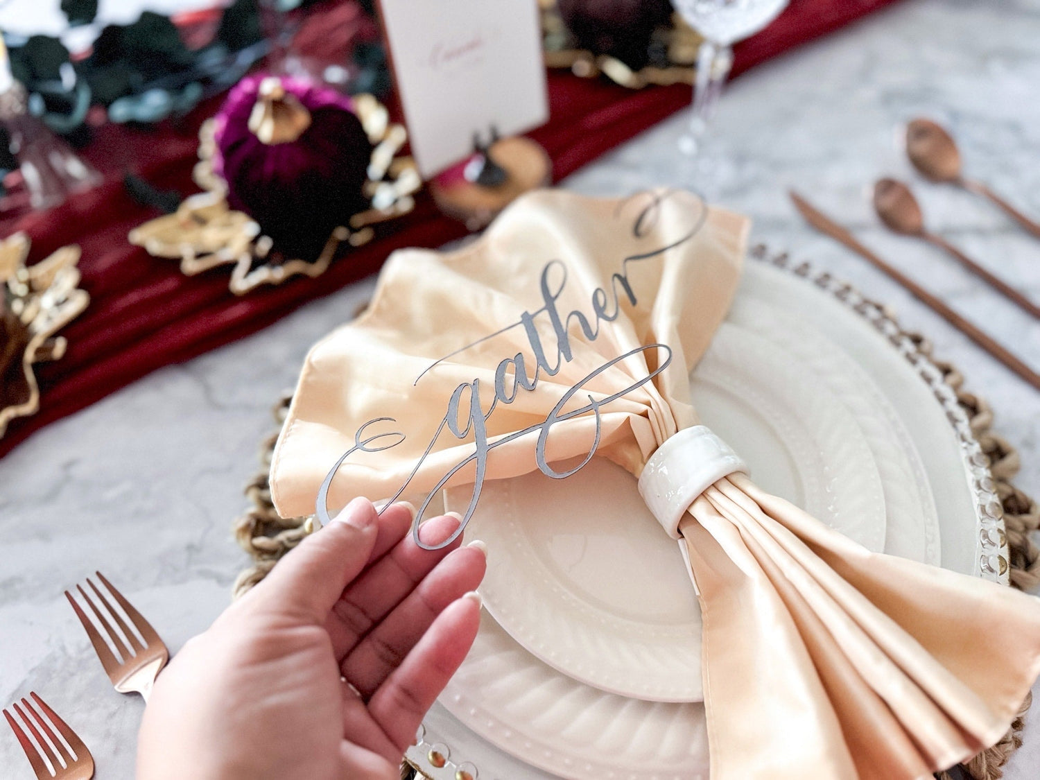 Die Cut Calligraphy Thanksgiving Table Decor