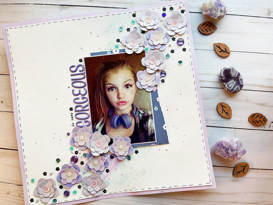 Shimmery Floral Scrapbook Layout