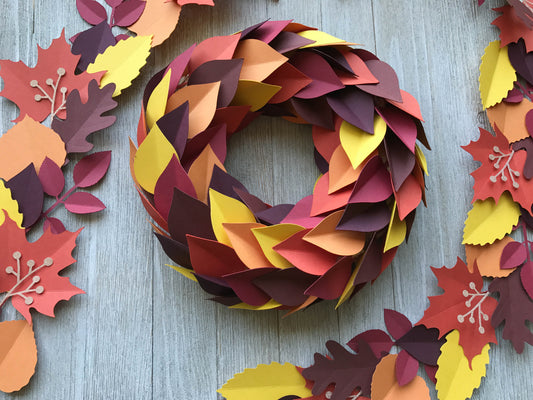 Paper Leaves Wreath and Garland