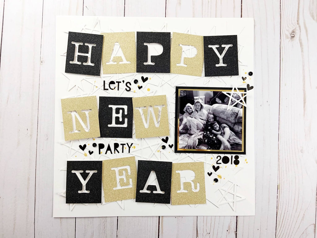 New Years Sparkly Scrapbook Layout